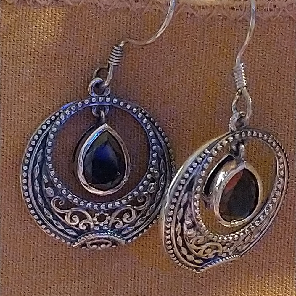 NWT-SHUNGITE FILIGREE STERLING EARRINGS